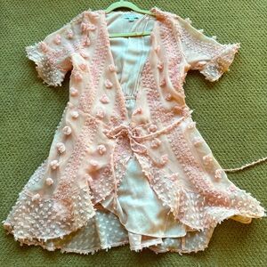 Pink Floral Wrap Dress